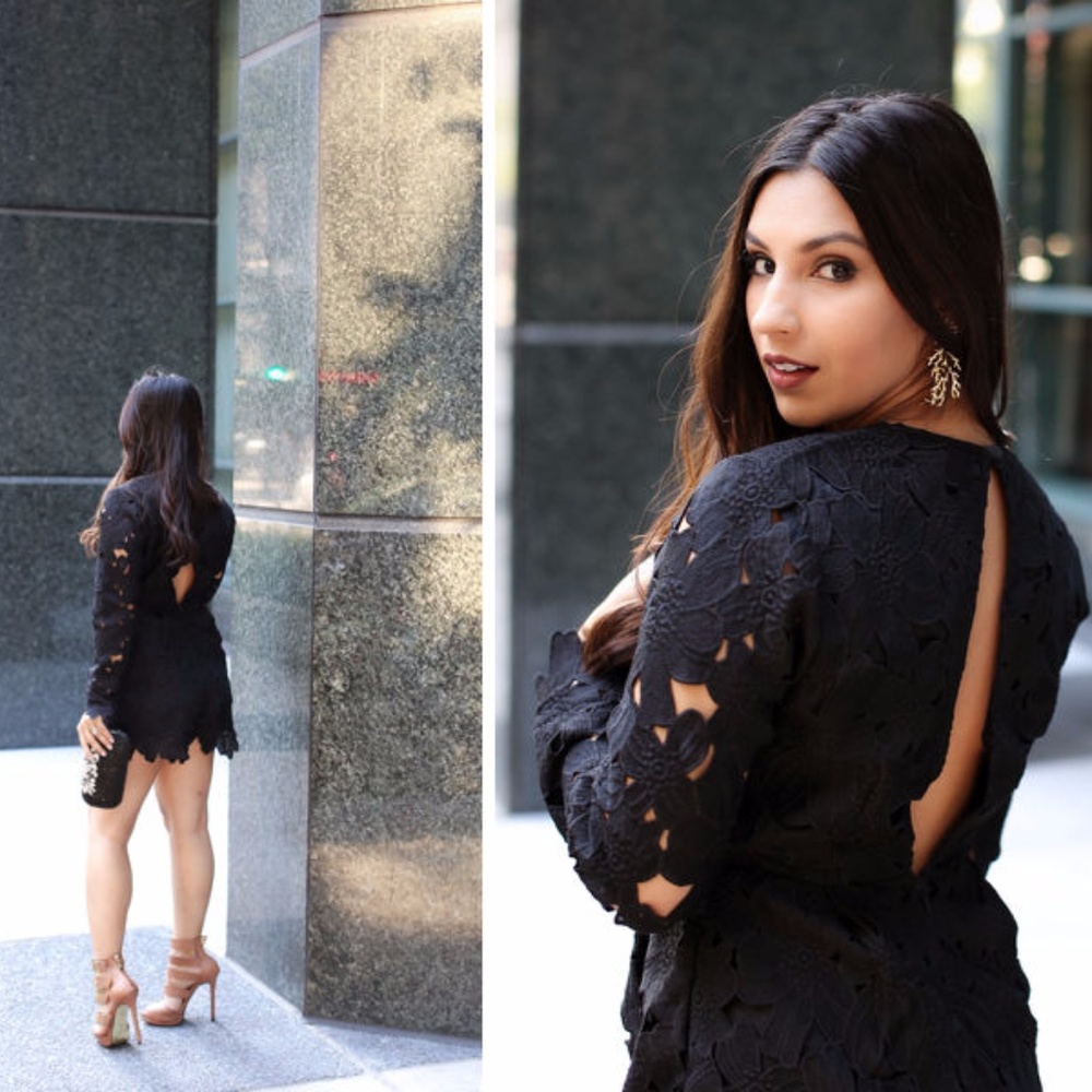 ASOS LACE BLACK ROMPER PETITE